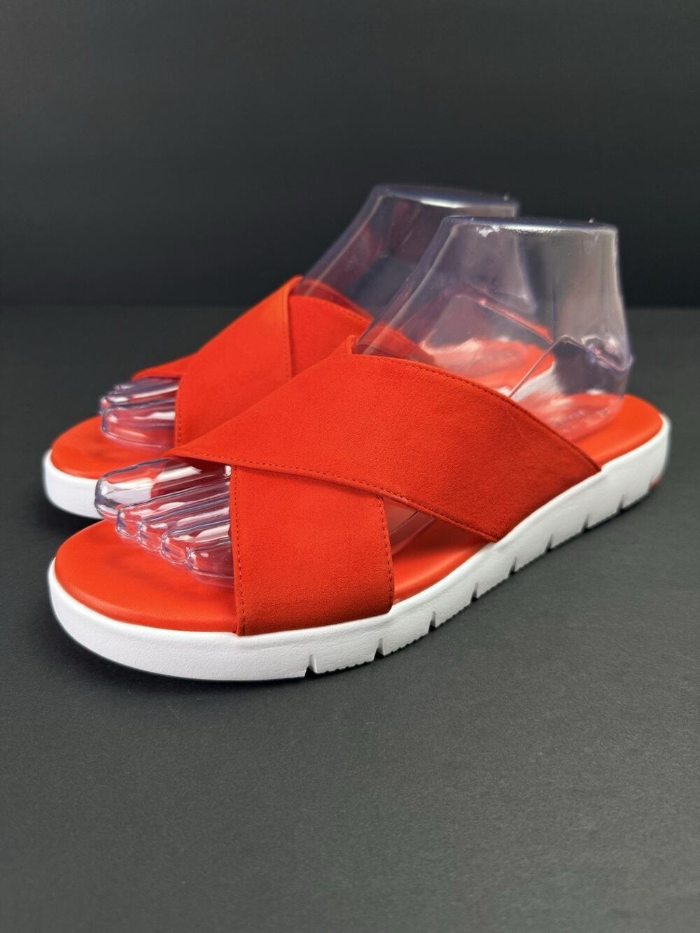Cole Haan ZEROGRAND Criss Cross Slide Sandals Red Crimson Suede Women’s 8B